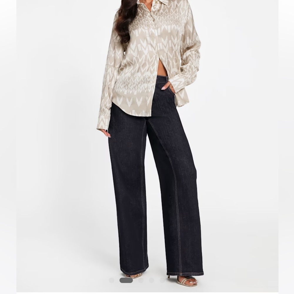 Marciano Light Tan Patterned Blouse - Size M